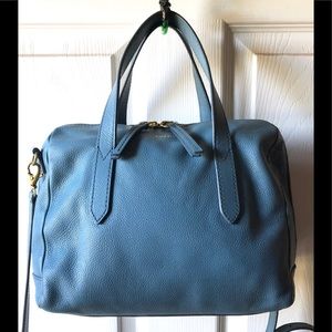 Fossil Sydney Cornflower Blue Satchel Crossbody